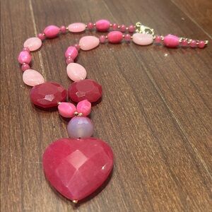 Fuschia Agate With Gold Necklace